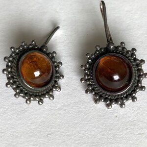 Baltic Amber on Silver earrings - Vintage